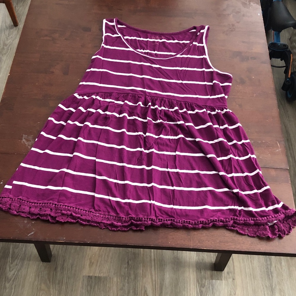 A:glow Maternity Striped Sleeveless Lace Bottom Tank